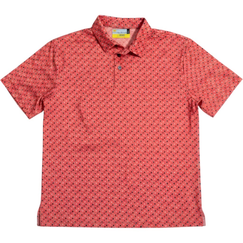 Nicklaus Golf Polo Shirt Men's Medium Coral Floral Print Performance Eco Choice